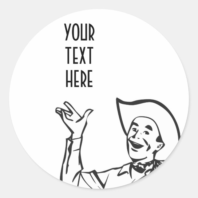 STICKER ROND CRÉEZ VOS PROPRES CADEAUX DE COWBOY RETRO (Devant)