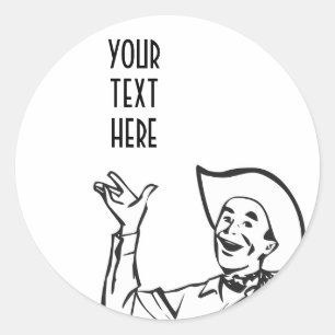 STICKER ROND CRÉEZ VOS PROPRES CADEAUX DE COWBOY RETRO