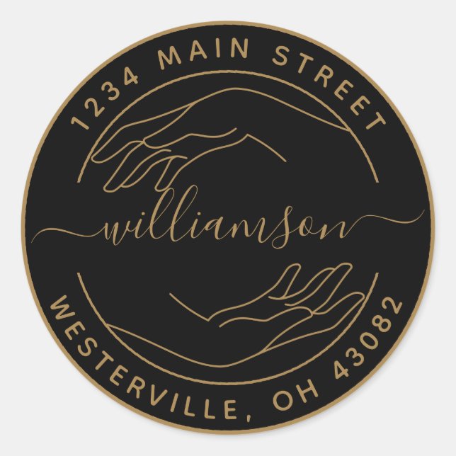 Sticker Rond Créez vos propres mains de femme rond retour adres (Devant)