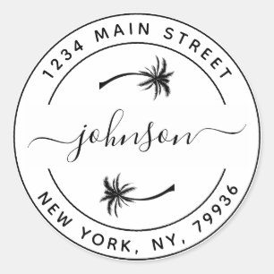 Sticker Rond Créez vos propres palmiers à retour rond d'adresse