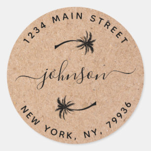 Sticker Rond Créez vos propres palmiers Adresse de retour ronde