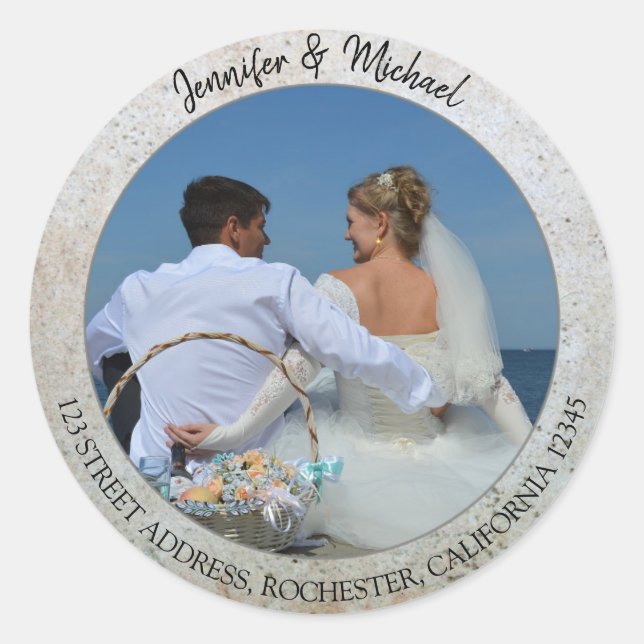 Sticker Rond Créez vos propres phoques Mariages photo personnel (Devant)