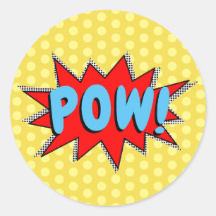 Sticker Rond Créez vos propres super-héros Onomatopoeias ! POW