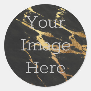 Sticker Rond Créez votre feuille de métal doré noir effet marbr