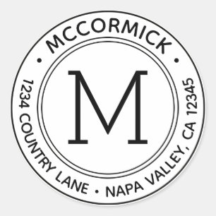 Sticker Rond Créez votre propre adresse de renvoi avec monogram