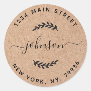 Sticker Rond Créez votre propre adresse de retour arrondi Kraft