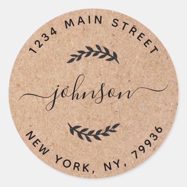 Sticker Rond Créez votre propre adresse de retour arrondi Kraft (Devant)