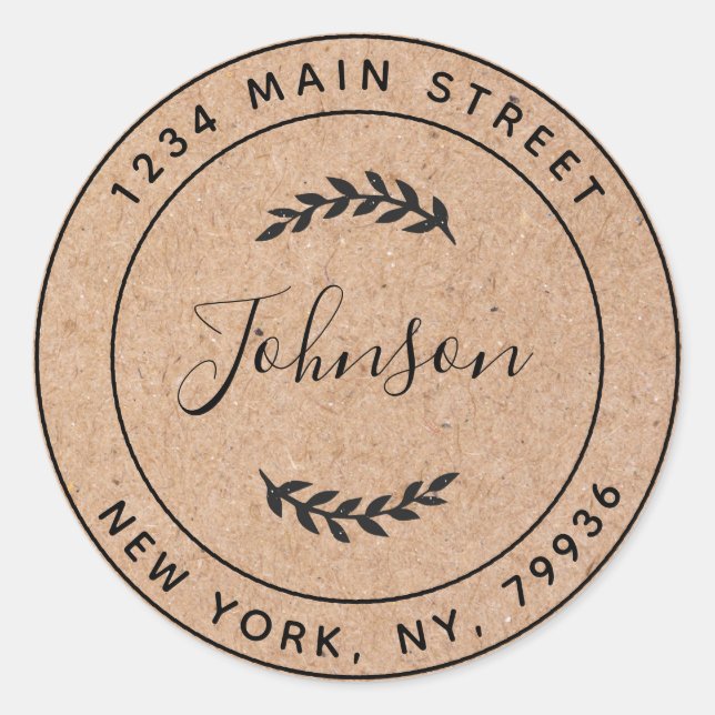 Sticker Rond Créez votre propre adresse de retour arrondi Kraft (Devant)