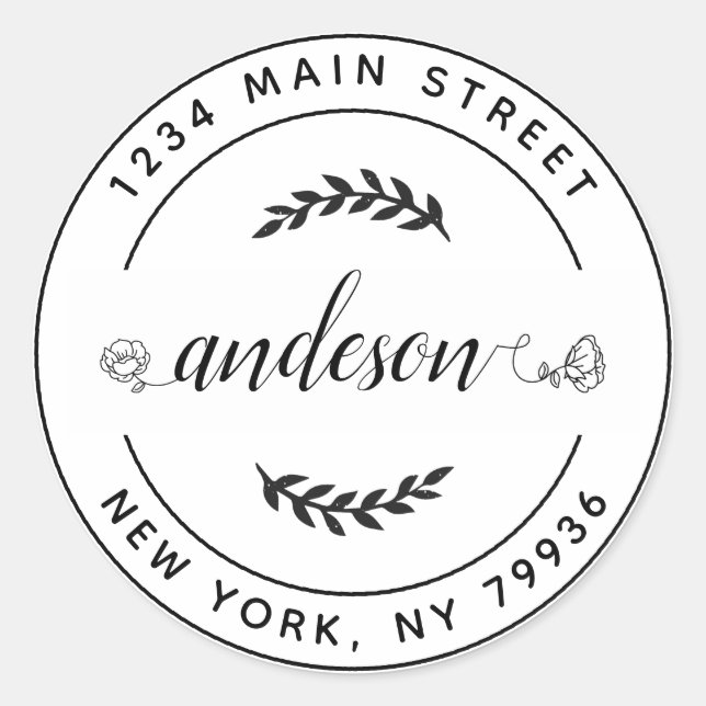 Sticker Rond Créez votre propre adresse de retour arrondie clas (Devant)