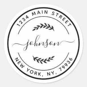 Sticker Rond Créez votre propre adresse de retour arrondie clas