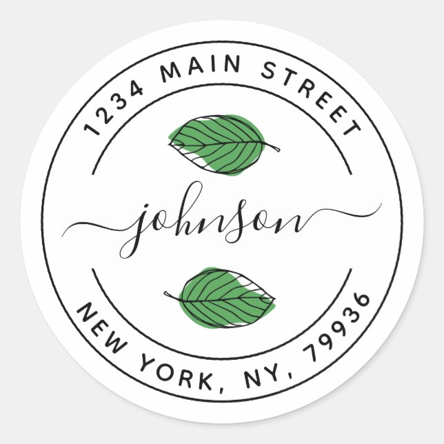 Sticker Rond Créez votre propre adresse de retour arrondie clas (Devant)