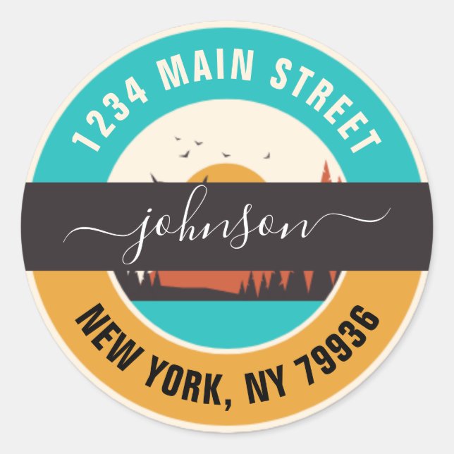 Sticker Rond Créez votre propre adresse de retour arrondie clas (Devant)