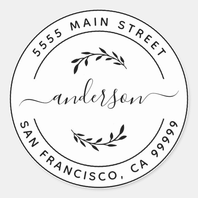 Sticker Rond Créez votre propre adresse de retour Classique Ron (Devant)