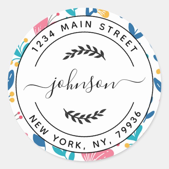 Sticker Rond Créez votre propre adresse de retour d'arrondi (Devant)