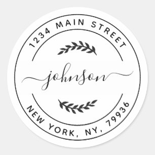 Sticker Rond Créez votre propre adresse de retour d'arrondi