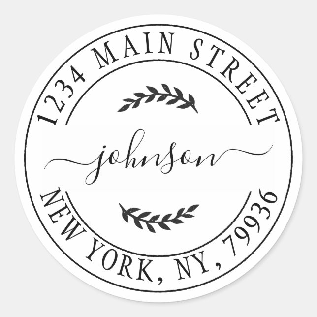 Sticker Rond Créez votre propre adresse de retour d'arrondi (Devant)