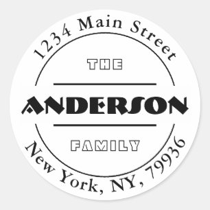 Sticker Rond Créez votre propre adresse de retour d'arrondi