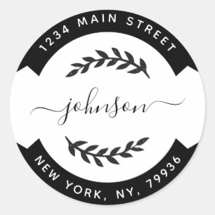 Sticker Rond Créez votre propre adresse de retour d'arrondi