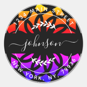 Sticker Rond Créez votre propre adresse de retour d'arrondi