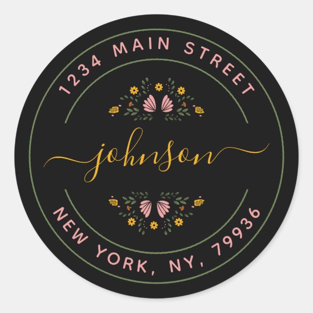 Sticker Rond Créez votre propre adresse de retour d'arrondi (Devant)