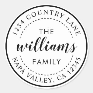 Sticker Rond Créez votre propre adresse de retour de calligraph