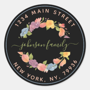 Sticker Rond Créez votre propre adresse de retour de mariage ro