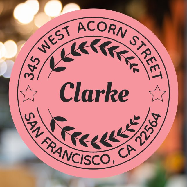 Sticker Rond Créez votre propre adresse de retour en noir et ro (Créateur téléchargé)