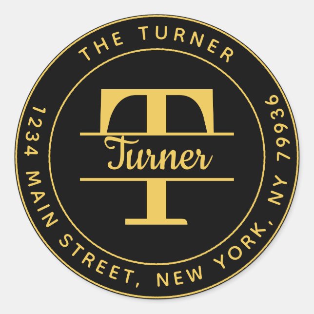 Sticker Rond Créez votre propre adresse de retour Monogramme ro (Devant)