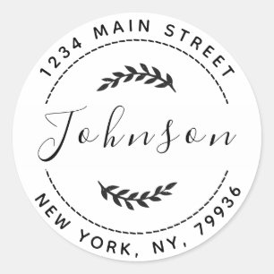 Sticker Rond Créez Votre Propre Adresse de Retour Rond