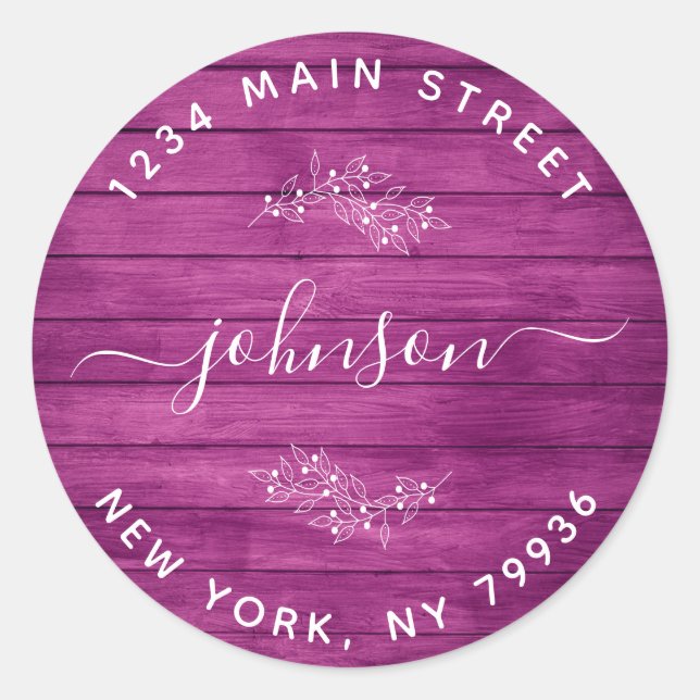 Sticker Rond Créez Votre Propre Adresse de Retour Rond Bois Vio (Devant)