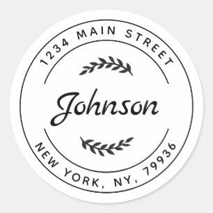 Sticker Rond Créez Votre Propre Adresse De Retour Rond Classiqu