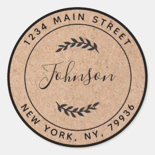 Sticker Rond Créez Votre Propre Adresse de Retour Rond Kraft