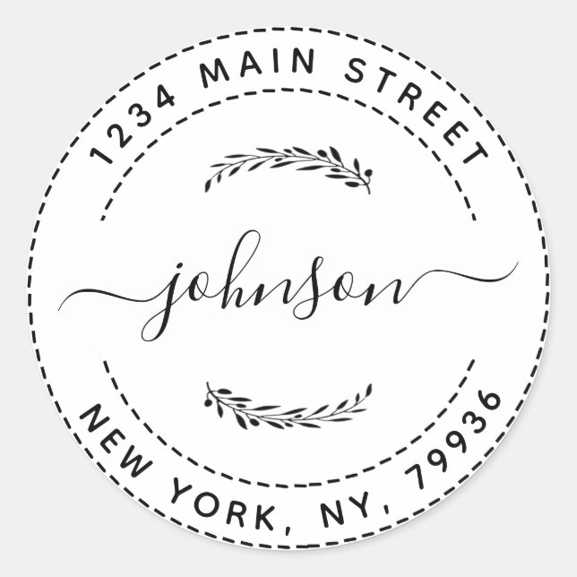 Sticker Rond Créez votre propre adresse de retour ronde (Devant)