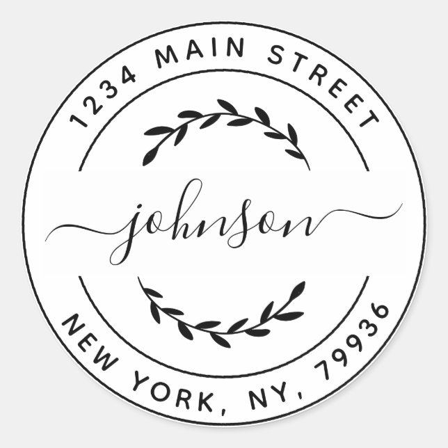 Sticker Rond Créez votre propre adresse de retour ronde (Devant)