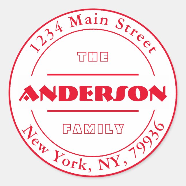 Sticker Rond Créez votre propre adresse de retour ronde (Devant)