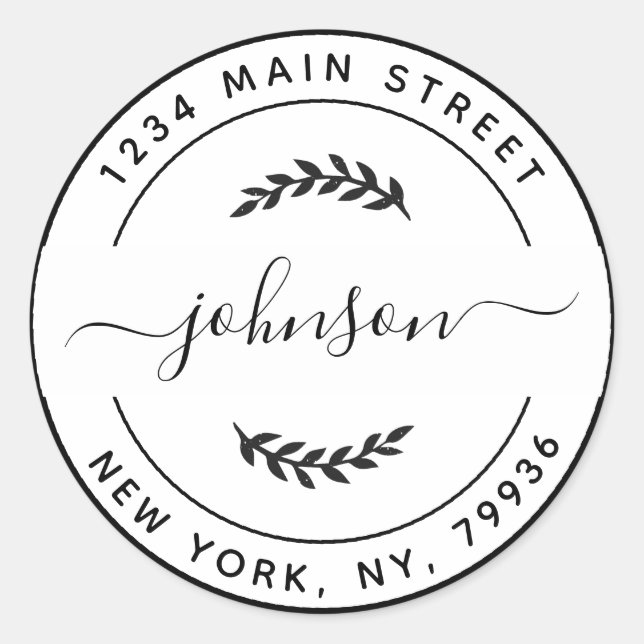 Sticker Rond Créez votre propre adresse de retour ronde (Devant)