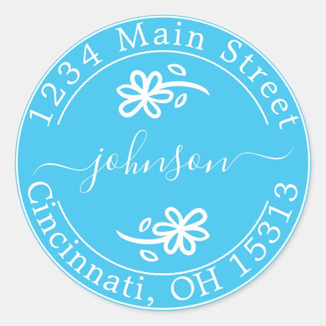 Sticker Rond Créez Votre Propre Adresse de Retour Ronde Classiq (Devant)