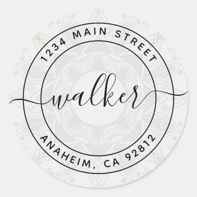 Sticker Rond Créez Votre Propre Adresse de Retour Ronde Classiq (Devant)