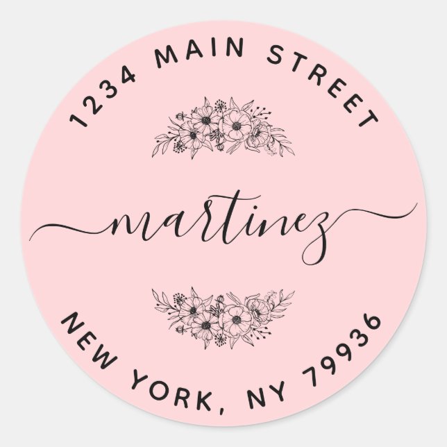 Sticker Rond Créez Votre Propre Adresse de Retour Ronde Classiq (Devant)