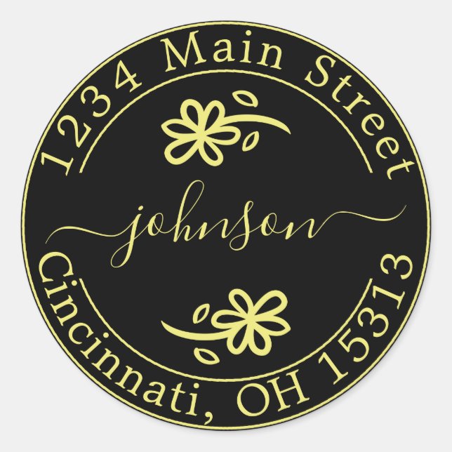 Sticker Rond Créez votre propre adresse de retour ronde Classiq (Devant)