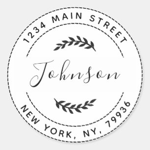 Sticker Rond Créez votre propre adresse de retour ronde moderne