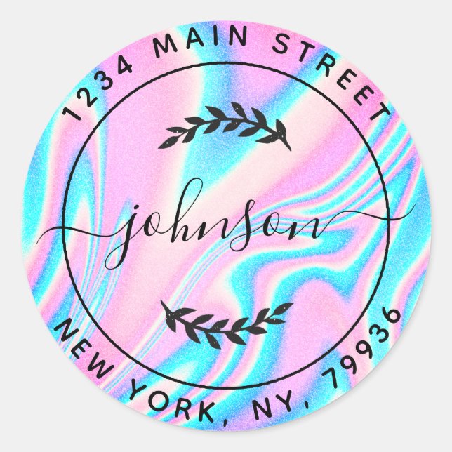 Sticker Rond Créez votre propre adresse de retour ronde moderne (Devant)