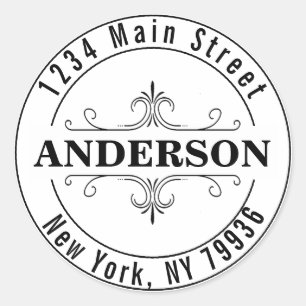 Sticker Rond Créez votre propre adresse de retour ronde moderne