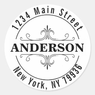 Sticker Rond Créez votre propre adresse de retour ronde moderne