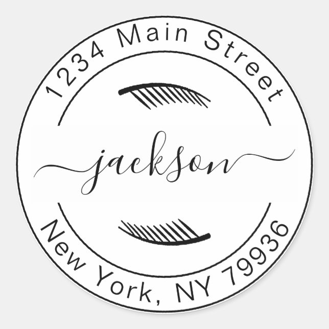 Sticker Rond Créez votre propre adresse de retour ronde moderne (Devant)