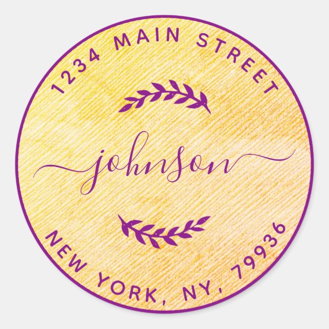 Sticker Rond Créez votre propre adresse de retour ronde rose vi (Devant)