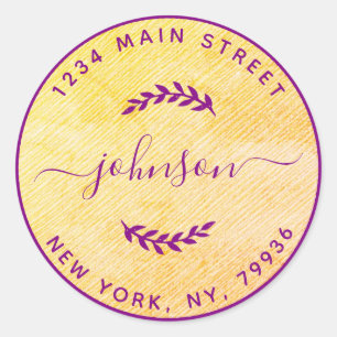 Sticker Rond Créez votre propre adresse de retour ronde rose vi