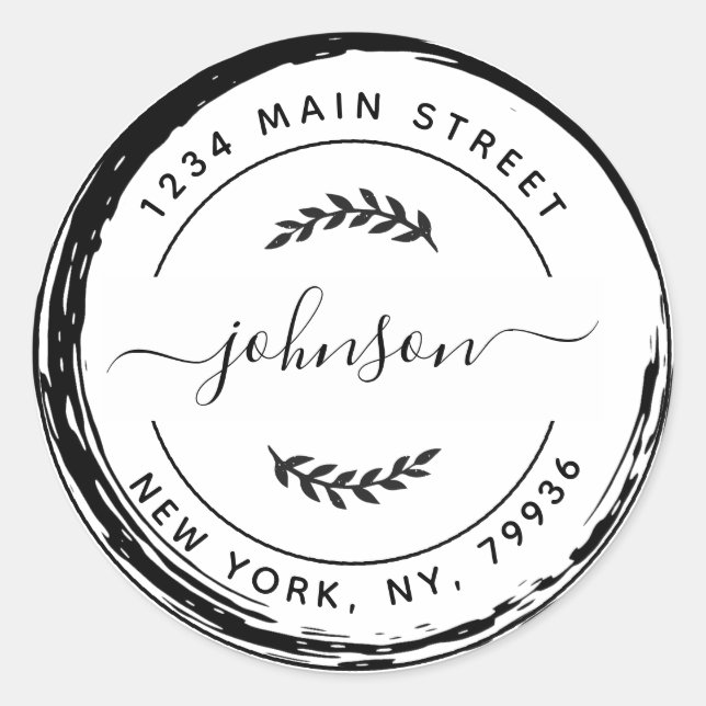 Sticker Rond Créez Votre Propre Adresse de Retour Rondue Classi (Devant)