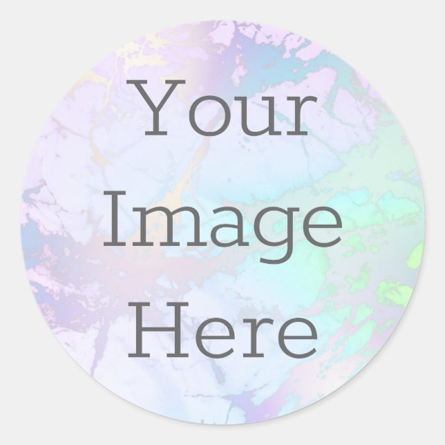 Sticker Rond Créez Votre Propre Bille Iridescente et Faux Feuil (Devant)