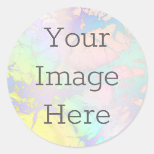 Sticker Rond Créez Votre Propre Bille Iridescente et Faux Feuil